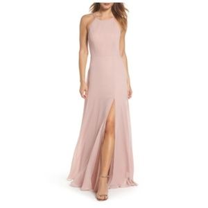 Jenny Yoo Kayla A-Line Halter Gown Whipped Apricot